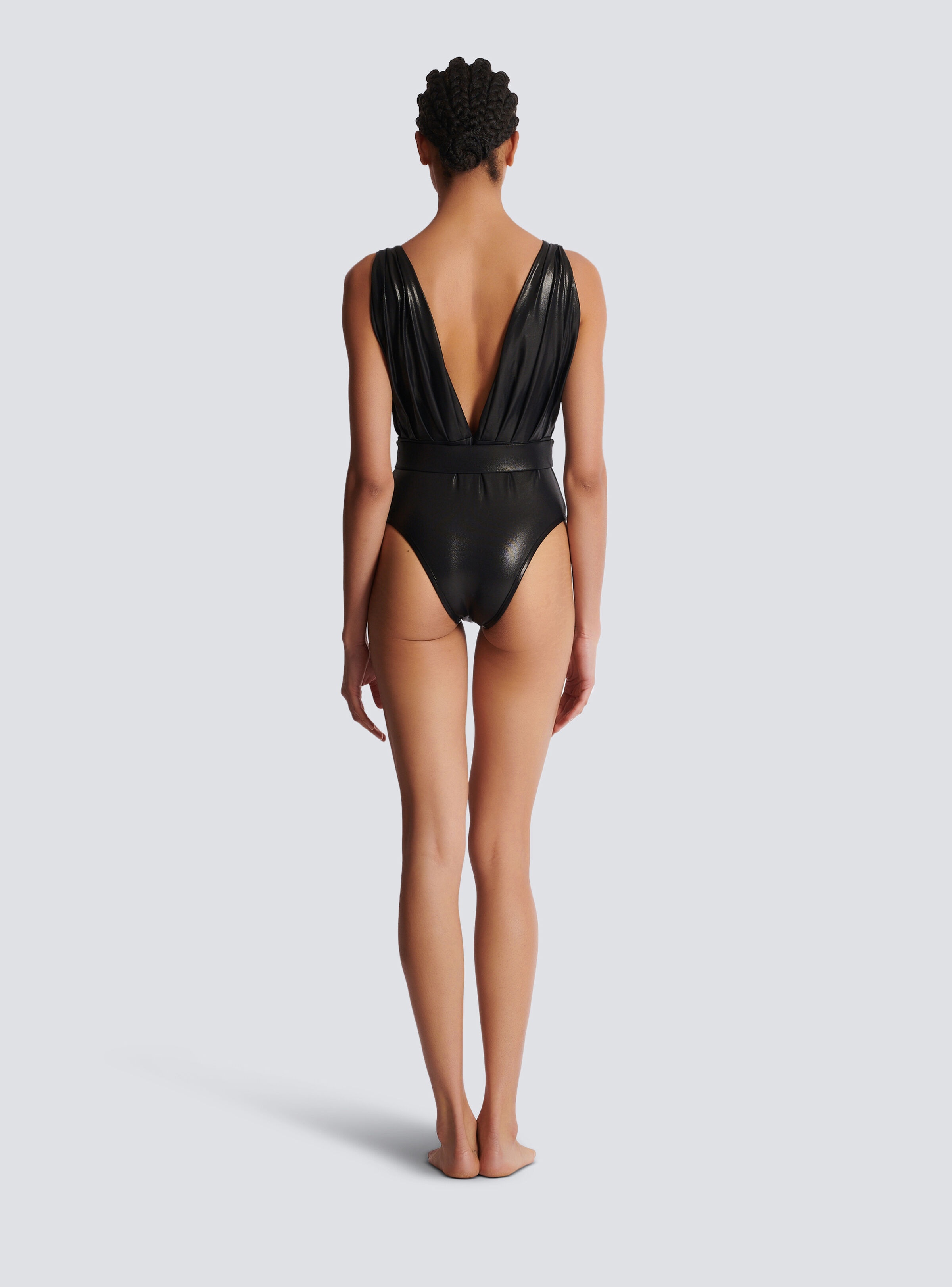 Draped one-piece swimsuit with belt - 4