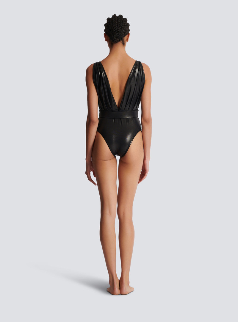 Draped one-piece swimsuit with belt 4