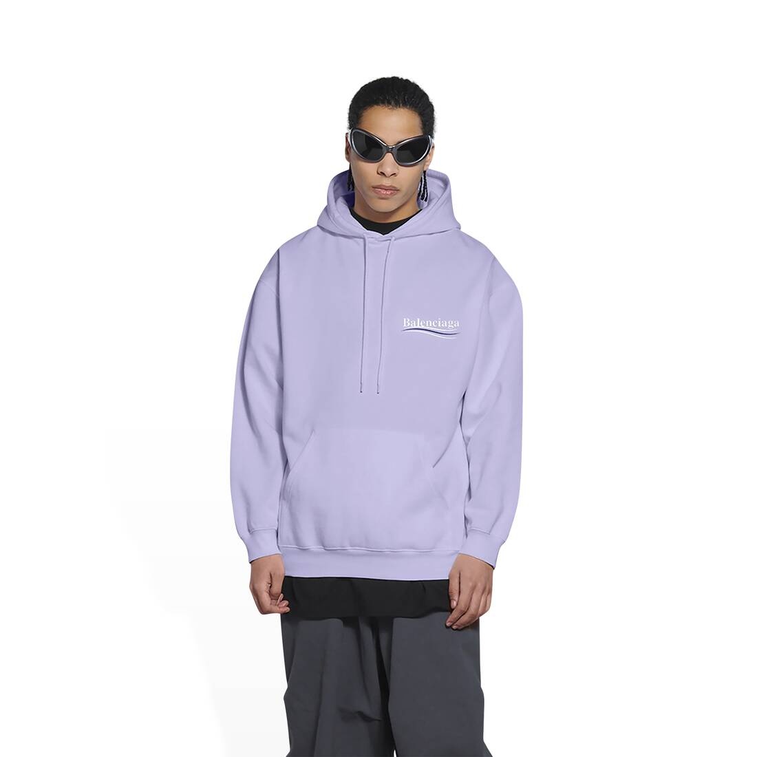 BALENCIAGA Men's Political Campaign Hoodie Medium Fit in Purple