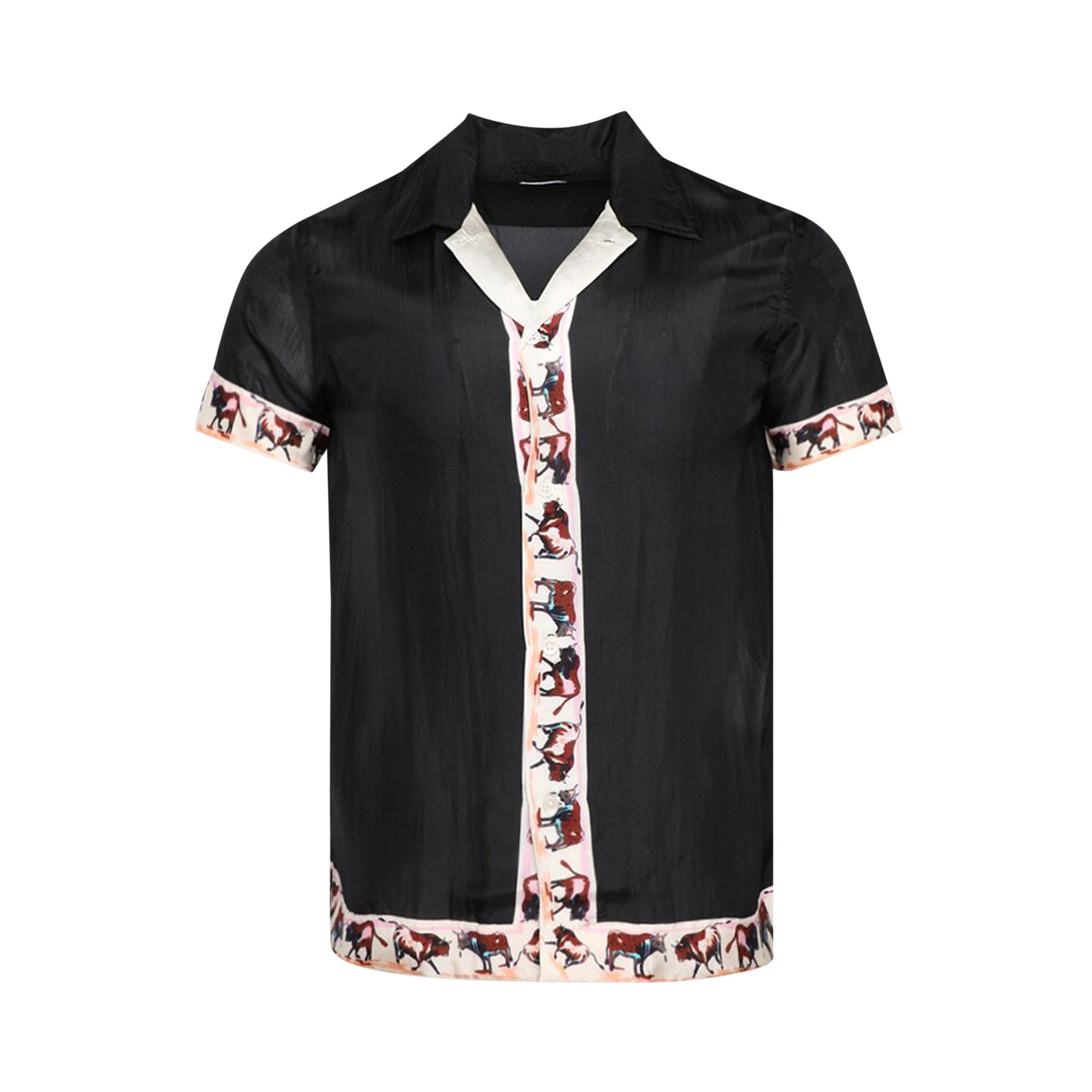 Bode Taureau Short-Sleeve Shirt 'Black' - 1