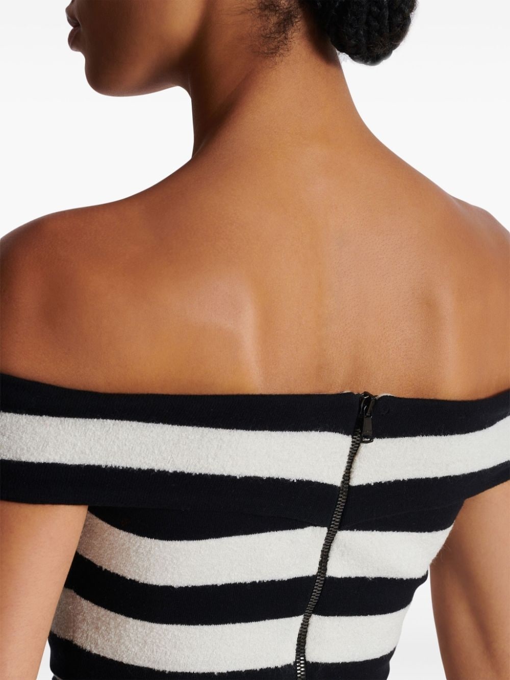 off-shoulder striped top - 7