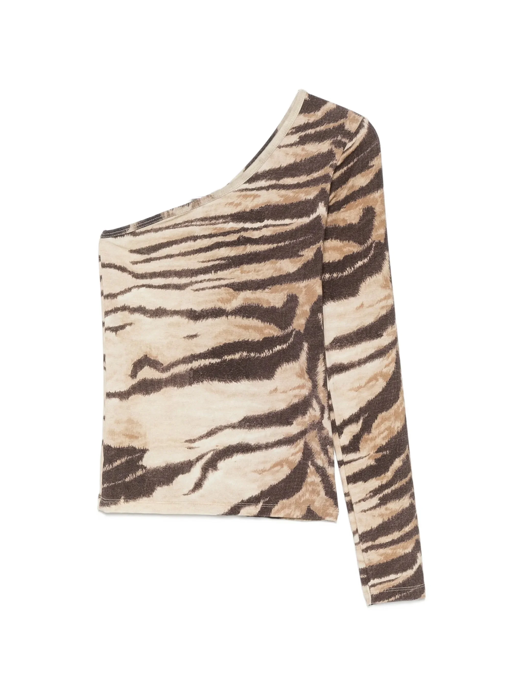 Baserange Tiger-print One-shoulder Blouse - 1