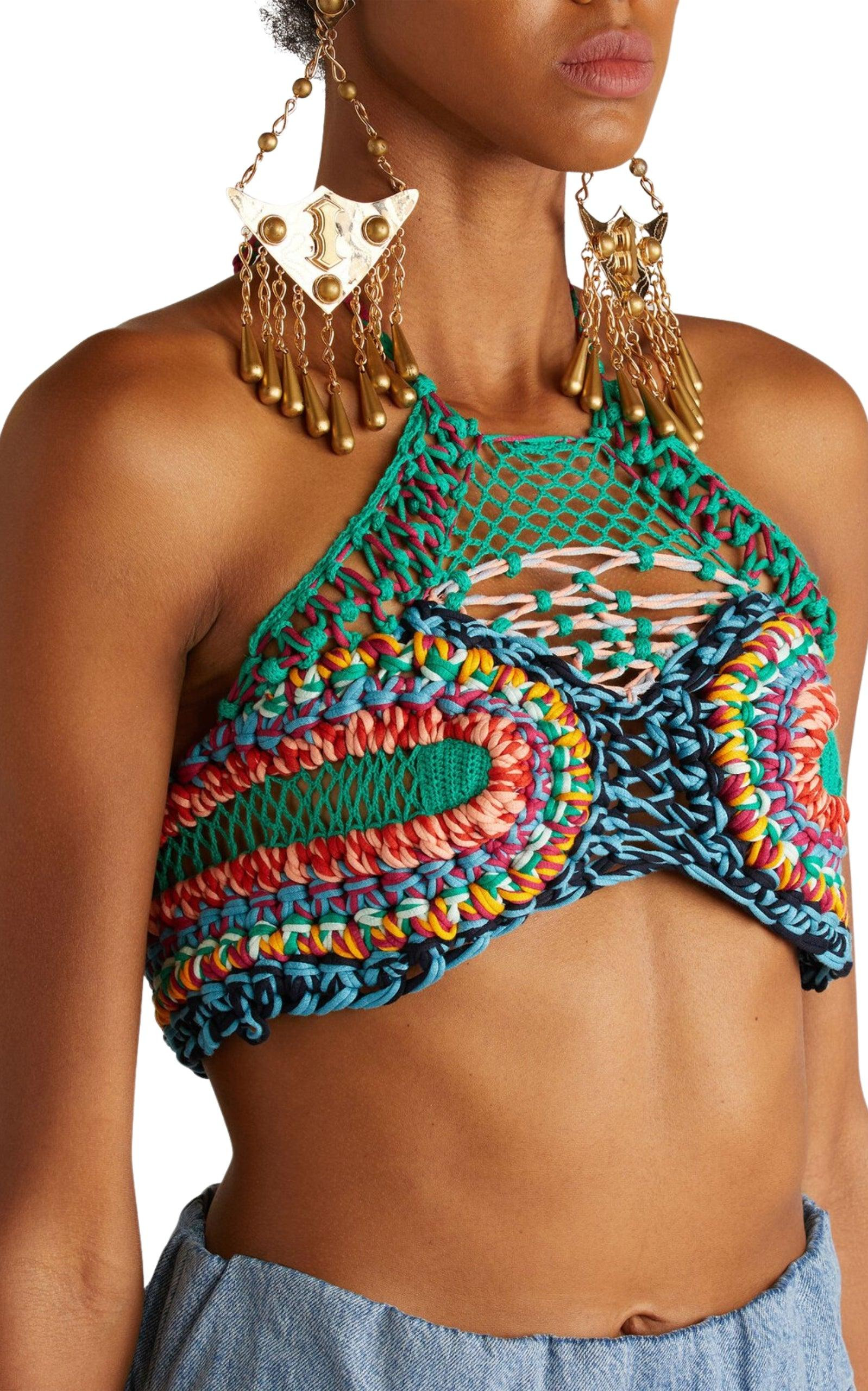 Cropped Crocheted Halterneck Top - 5