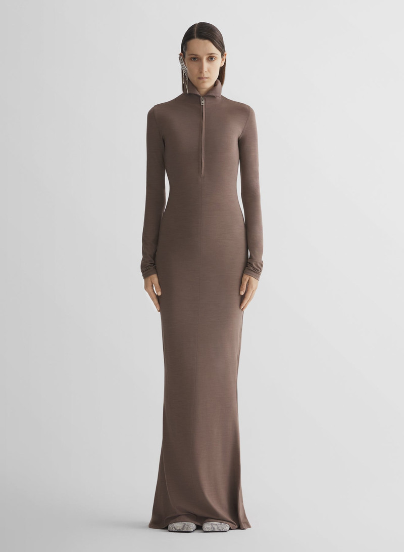 MUGLER brown jersey column dress outlook