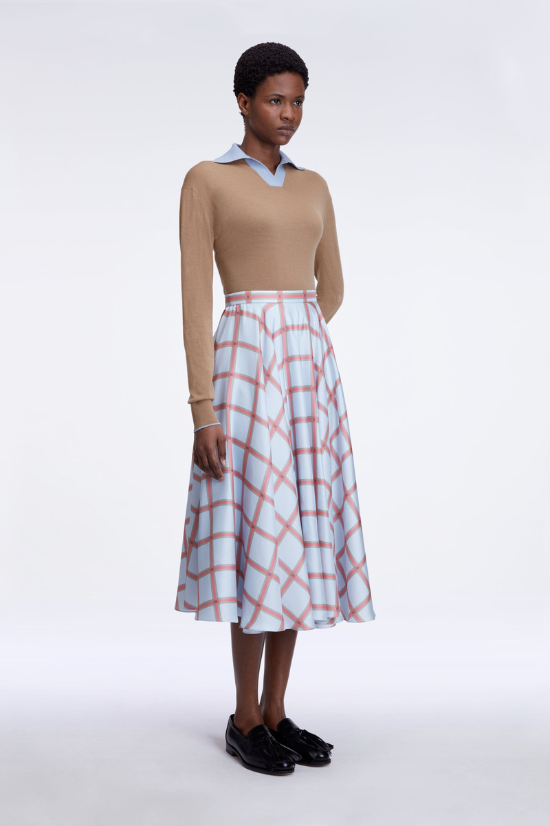Karima Skirt in Blue & Pink Silk Twill 3