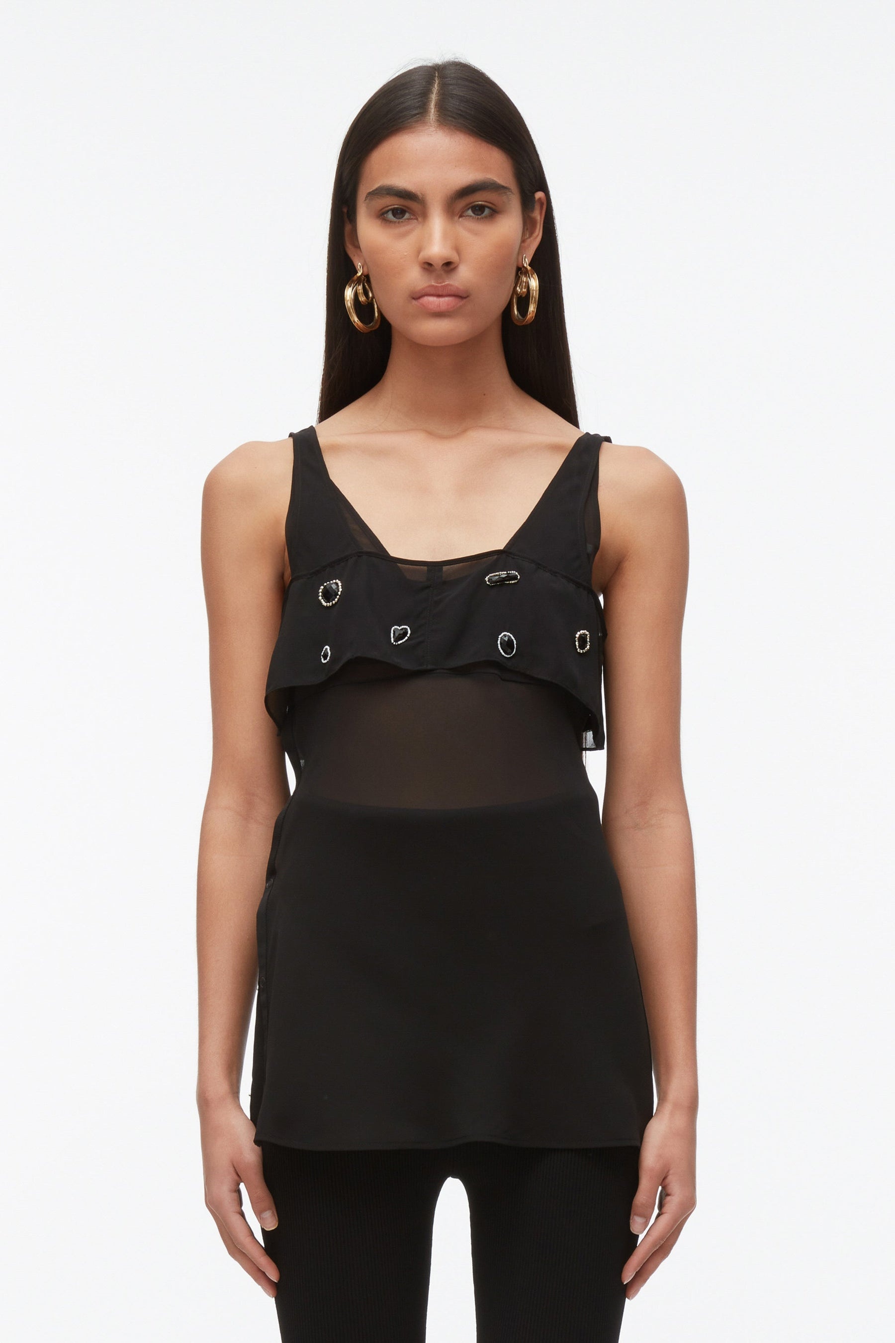 Halo Embroidered Chiffon Cami - 2