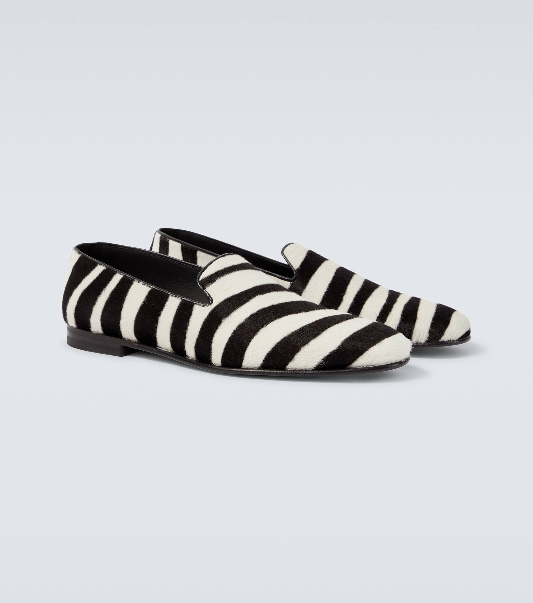 Mario zebra-print calf hair loafers - 5