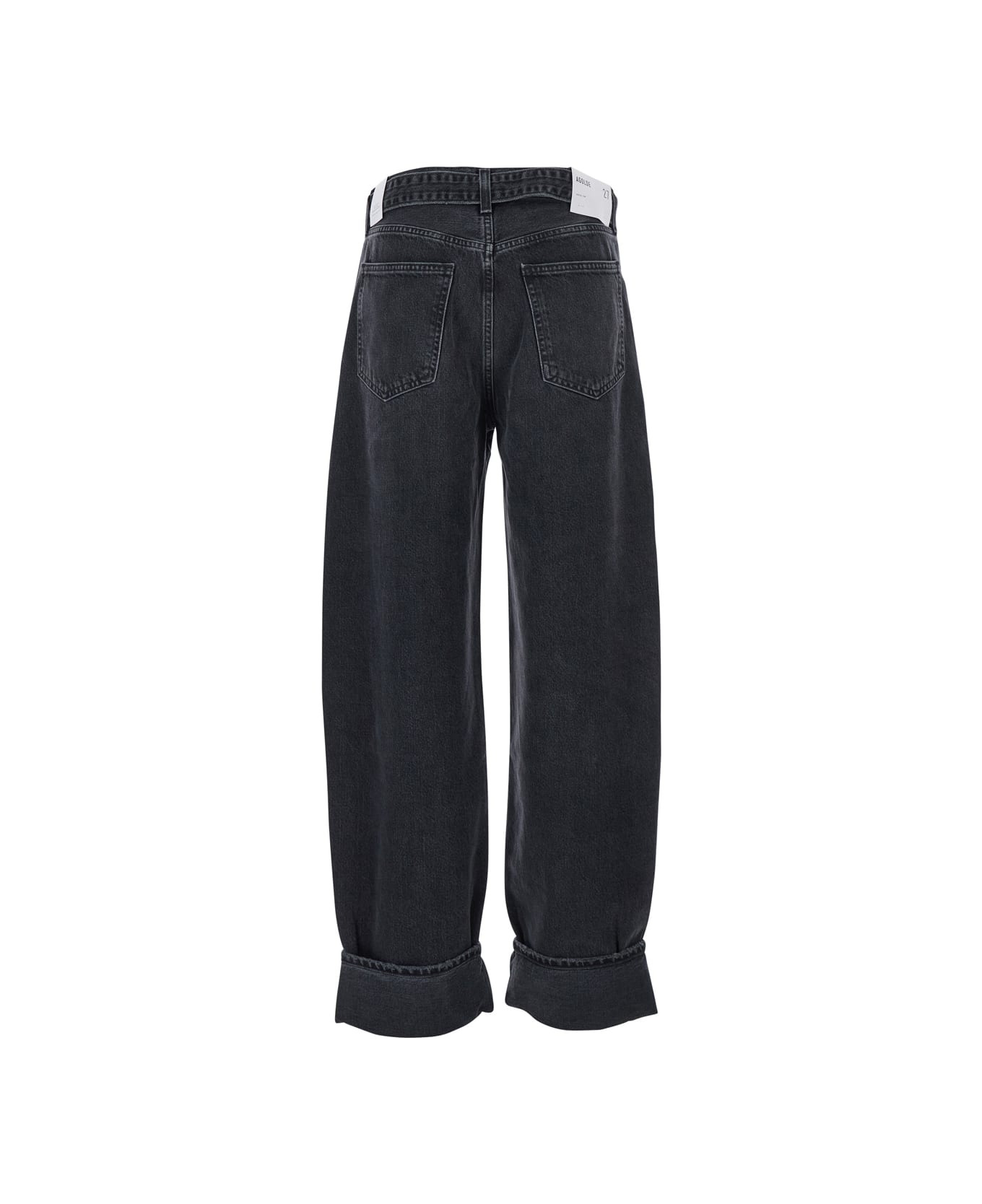 'arcane' Grey Jeans With Belt And Turn-up Hem In Denim Woman - 2
