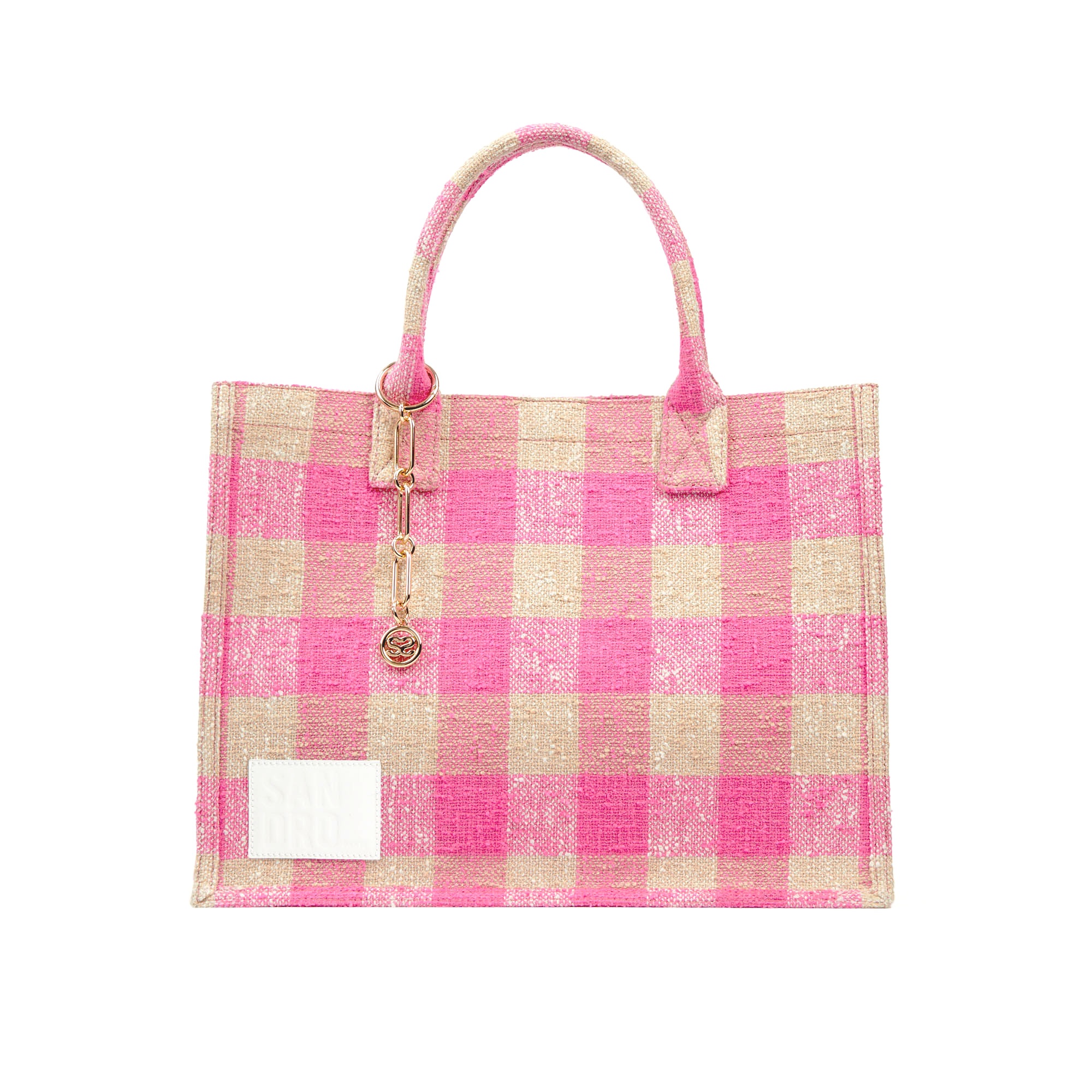 Checked fabric tote bag - 1