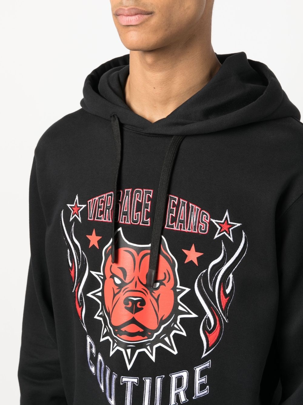 embroidered-logo cotton hoodie - 5