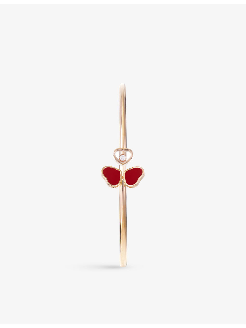 Happy Hearts Wings 18ct rose-gold, 0.05ct diamond and red-stone bangle bracelet - 2