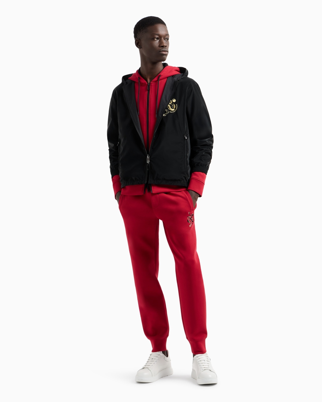 REVERSIBLE HOODED BLOUSON IN SHINY NYLON WITH LUNAR NEW YEAR EMBROIDERY - 4