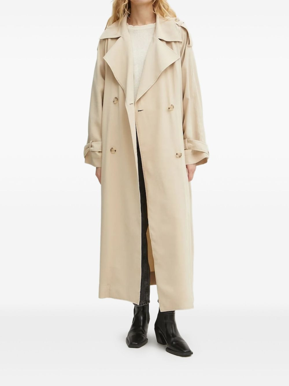 belted double-breasted trench coat - 1