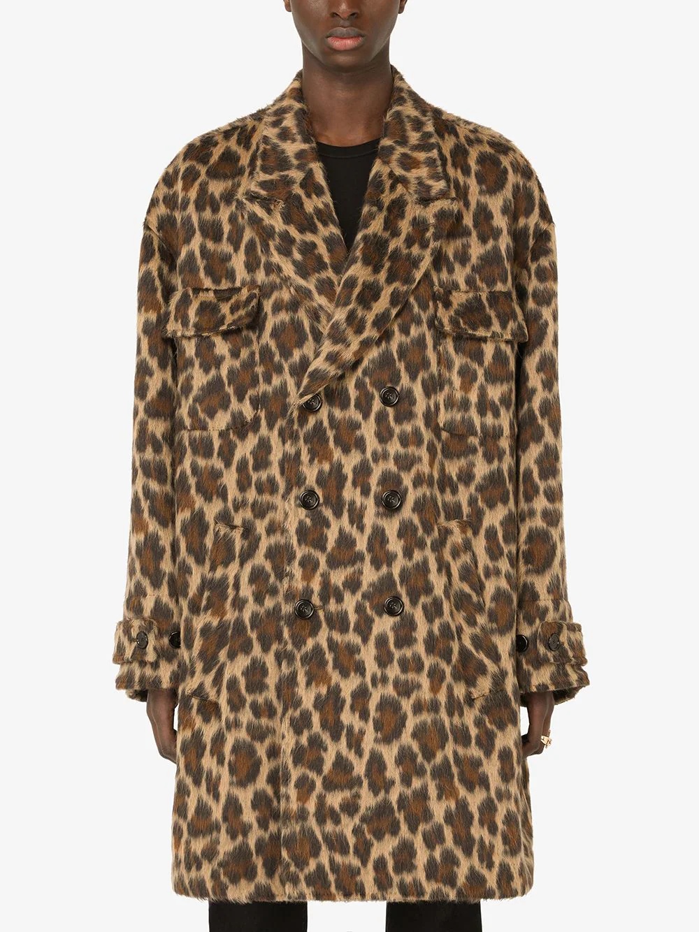 double-breasted leopard coat - 3