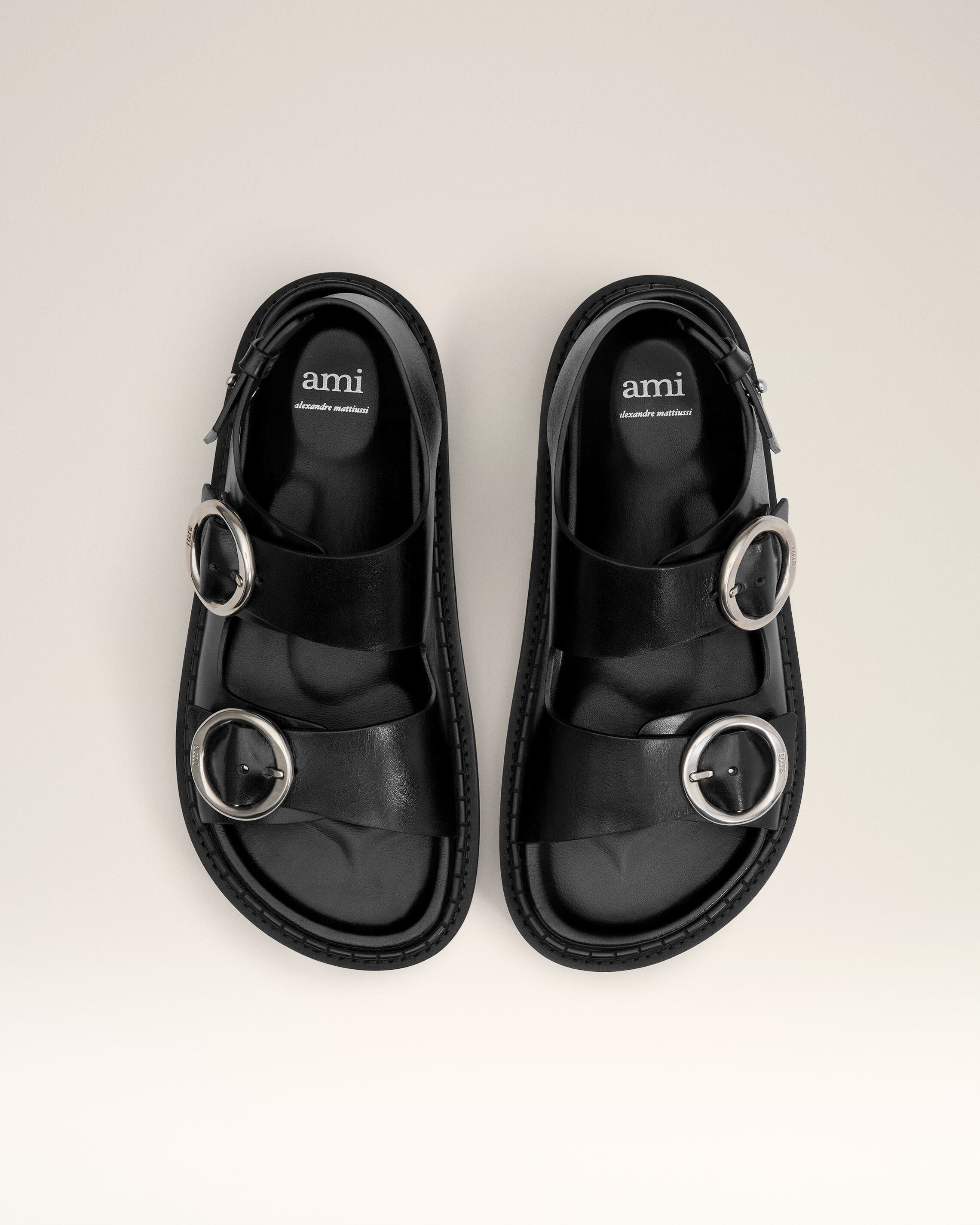 BLACK LEATHER FUSSBET MIDI SANDALS - 5