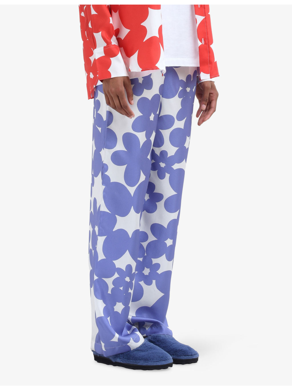Dillies-Motif Wide-Leg Silk Pyjama Trousers - 2