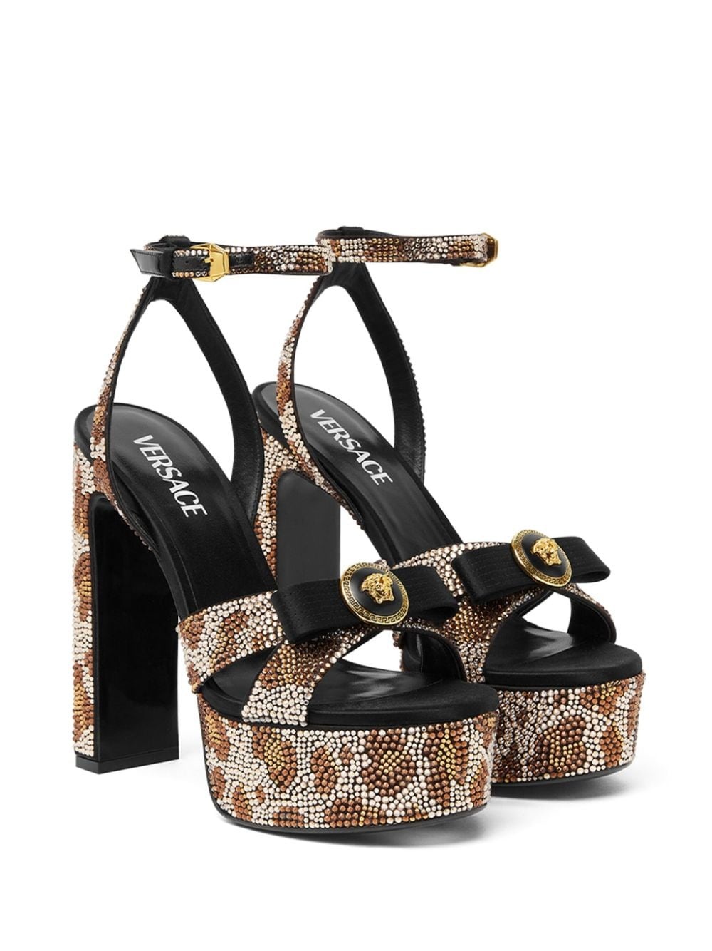 140mm crystal-leopard sandals - 2