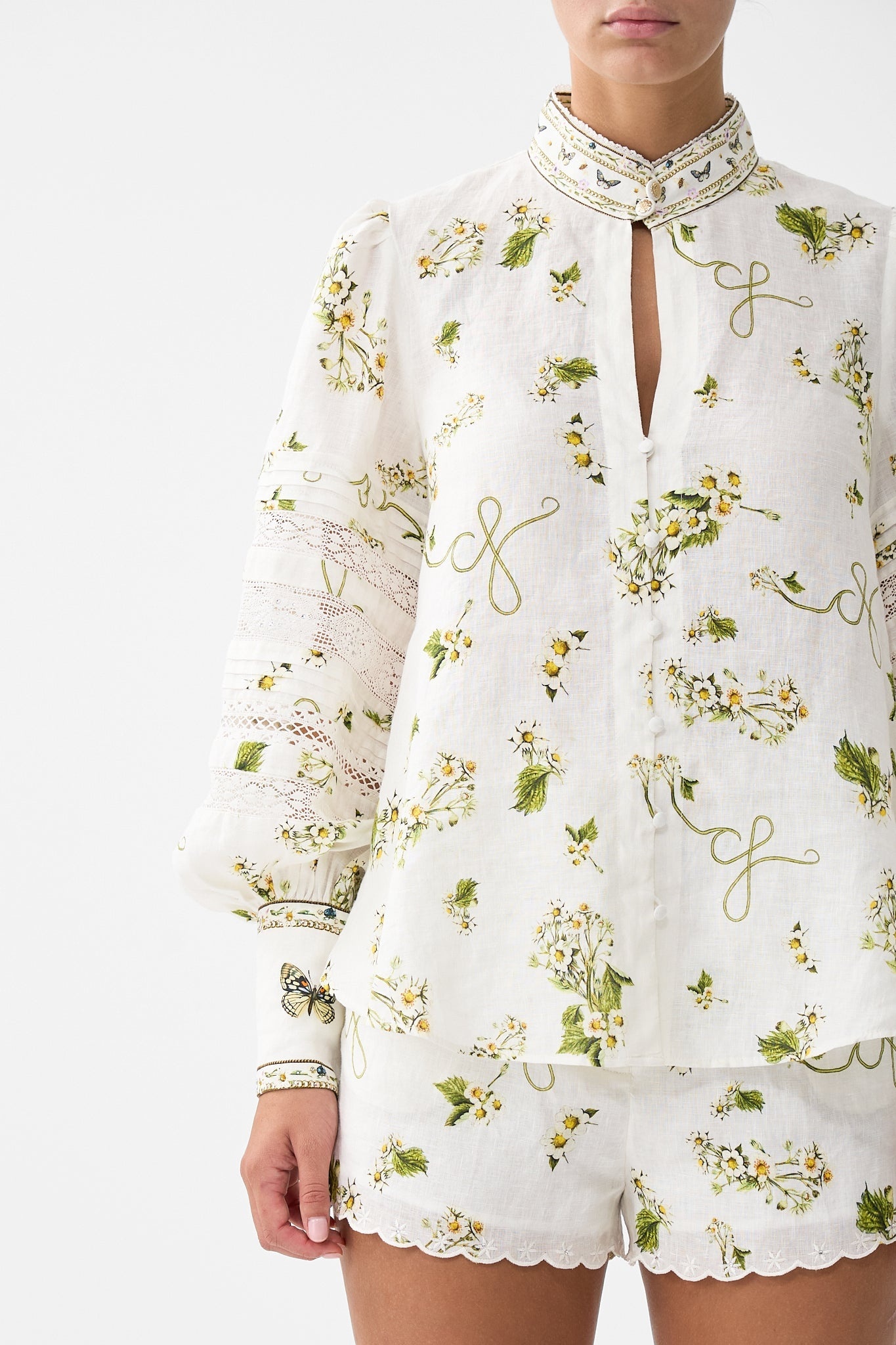 BUTTONED COLLAR BLOUSE WITH BLOUSON SLEEVE - 6