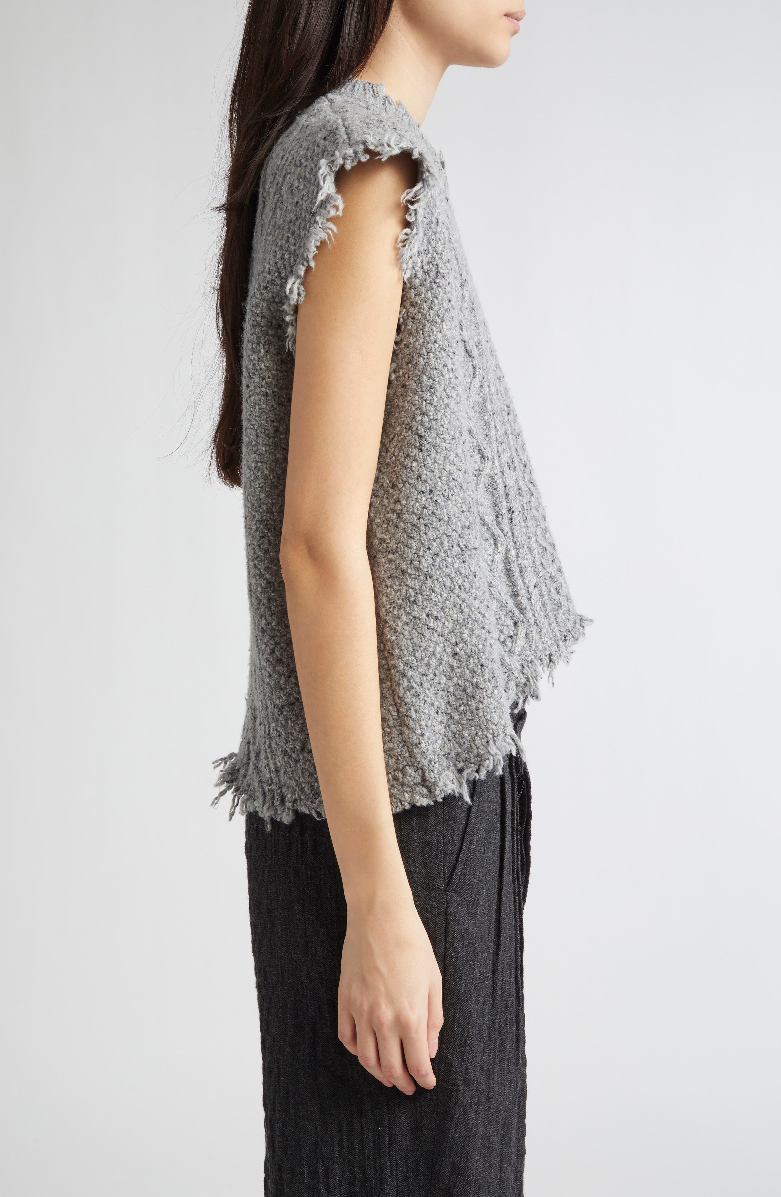 R13 Boyfriend Cable Sweater Vest in Heather Grey Tweed at Nordstrom - 4