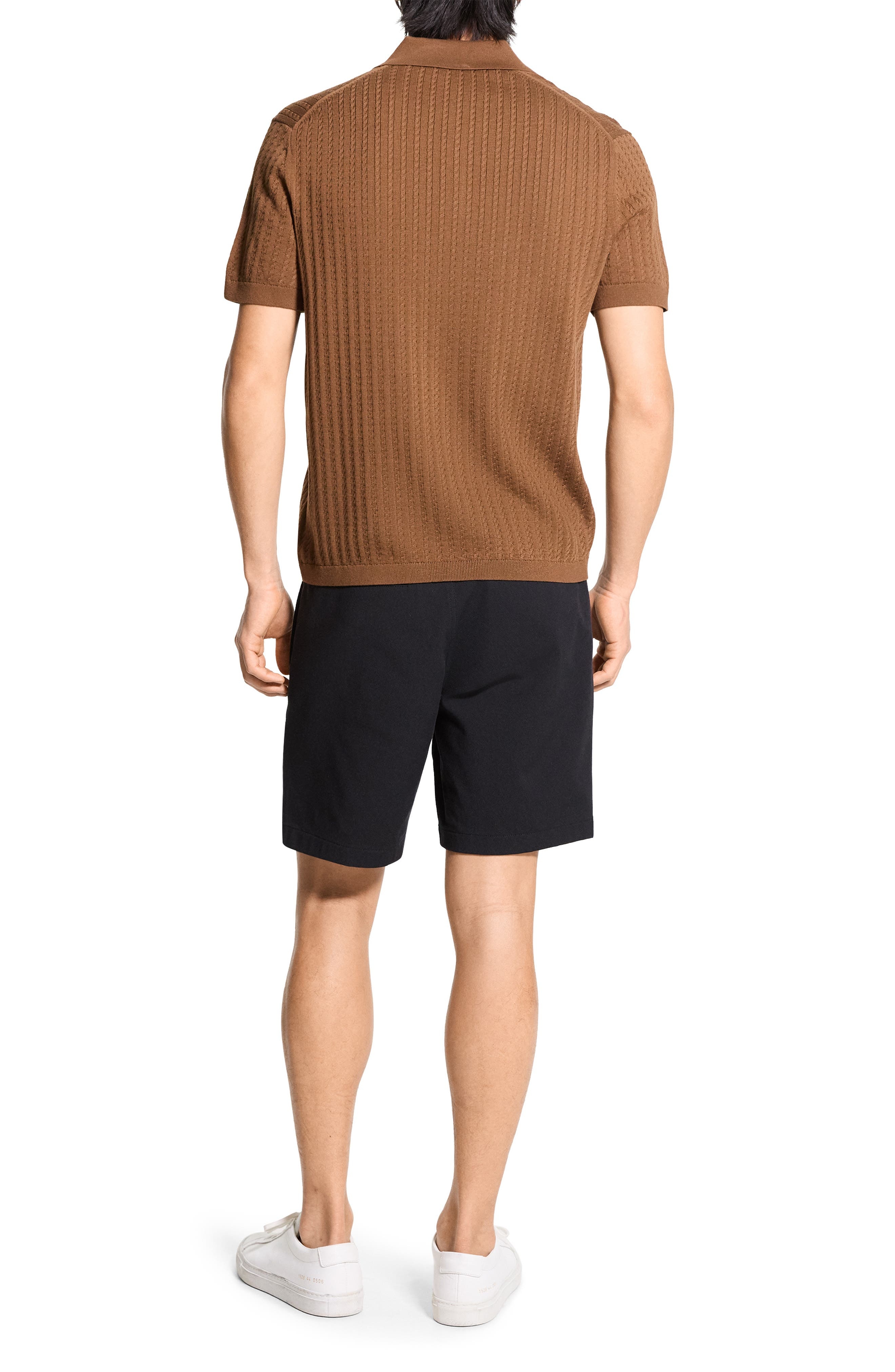 Theory Cable Short Sleeve Cotton Blend Polo Sweater in Deeptbcco at Nordstrom - 6