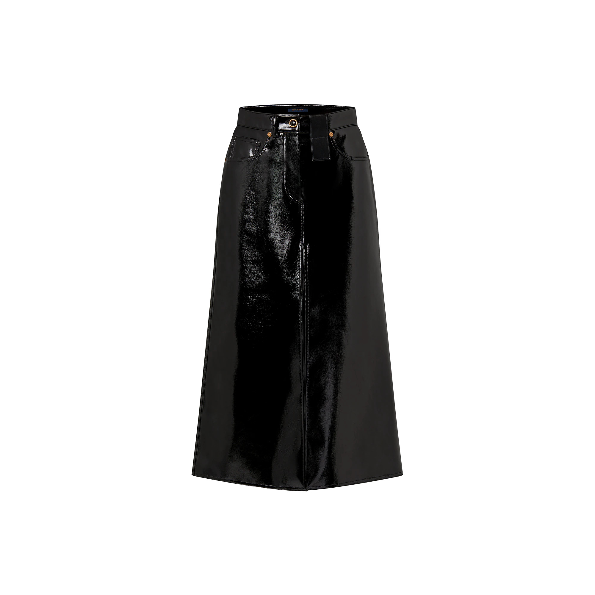 Crinkled Vinyl Midi Skirt - 1