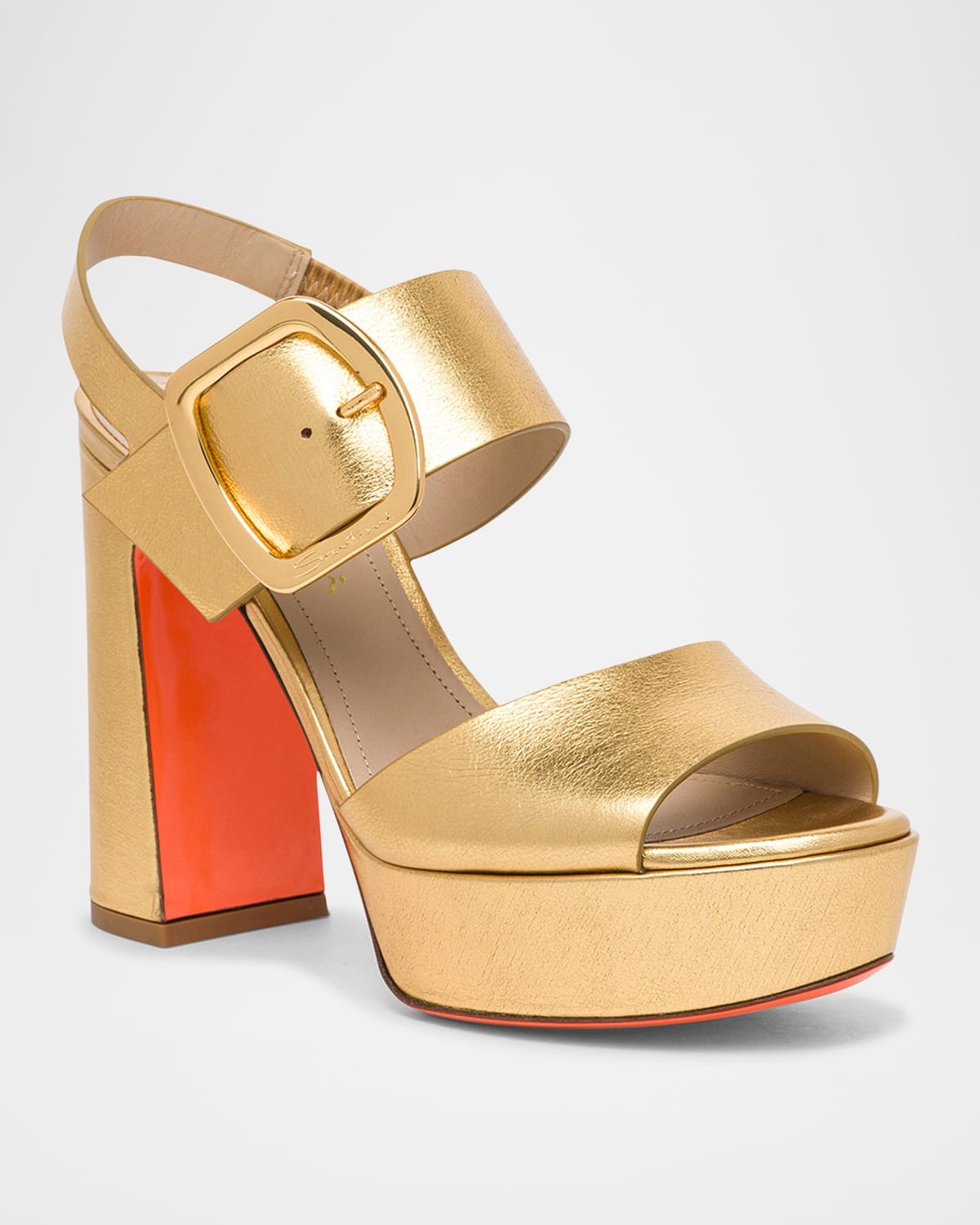 Bruxel Metallic Buckle Platform Sandals - 2