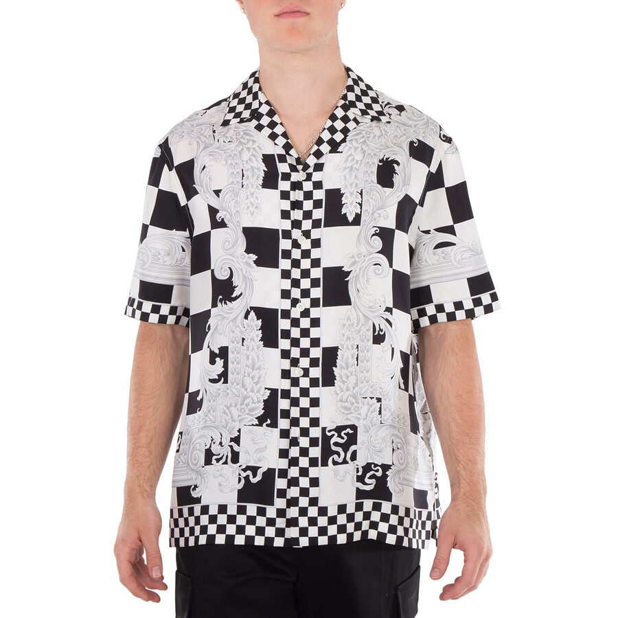 Versace Medusa Checkerboard Print Silk Shirt - 3