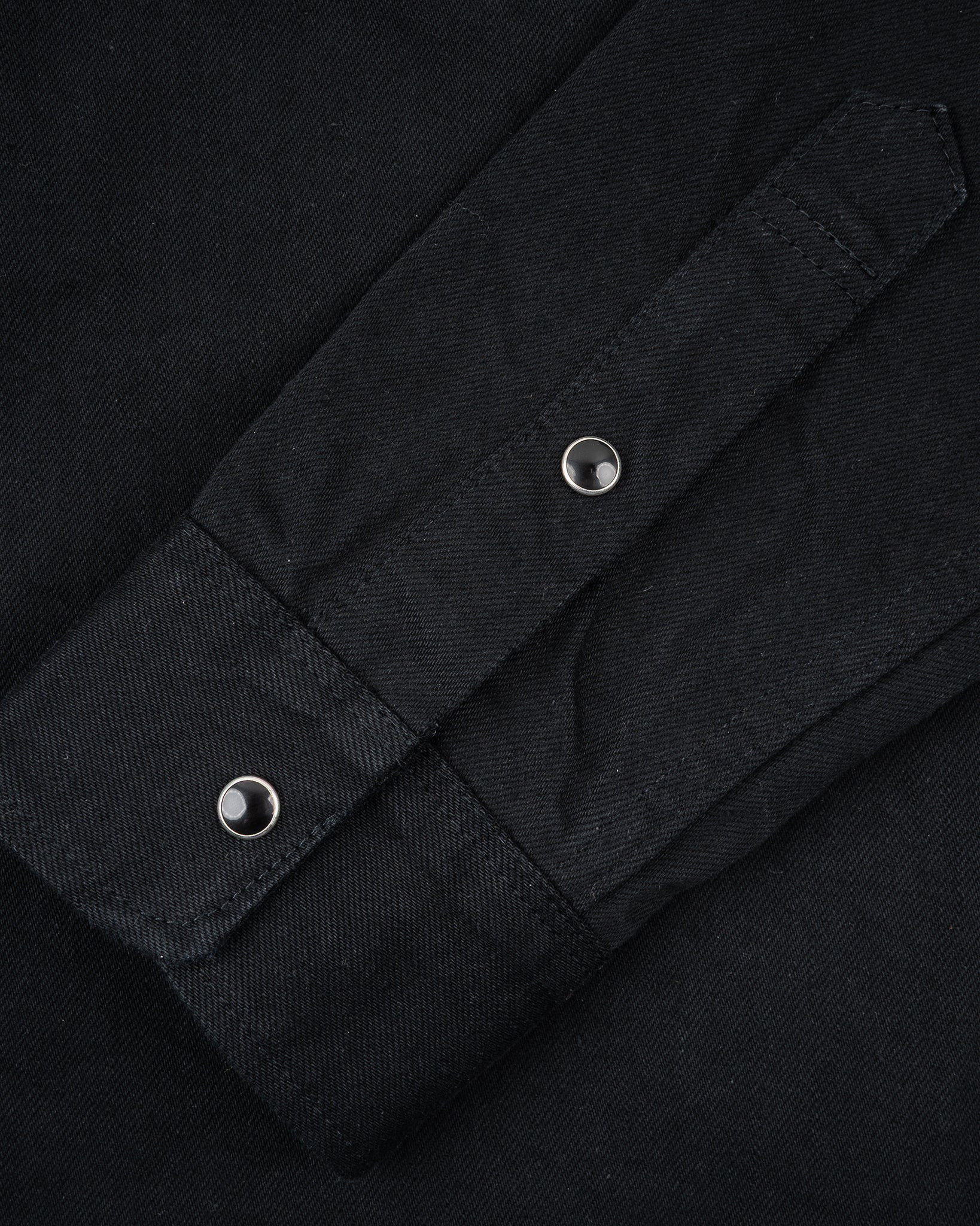 IHSH-338-BLK 12oz Selvedge Denim Work Shirt With Snaps - Black/Black - 7