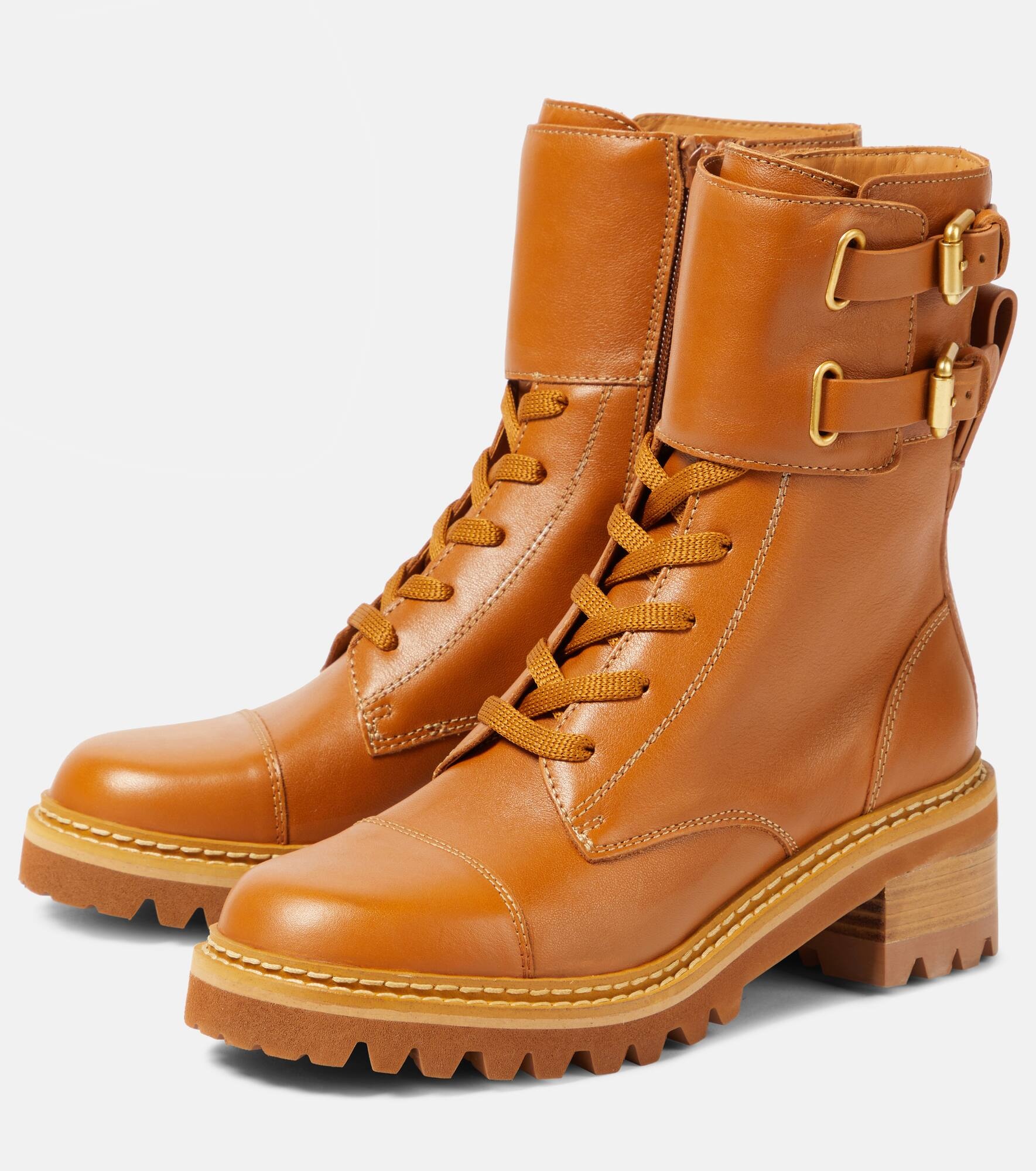 Mallory leather lace-up boots - 5