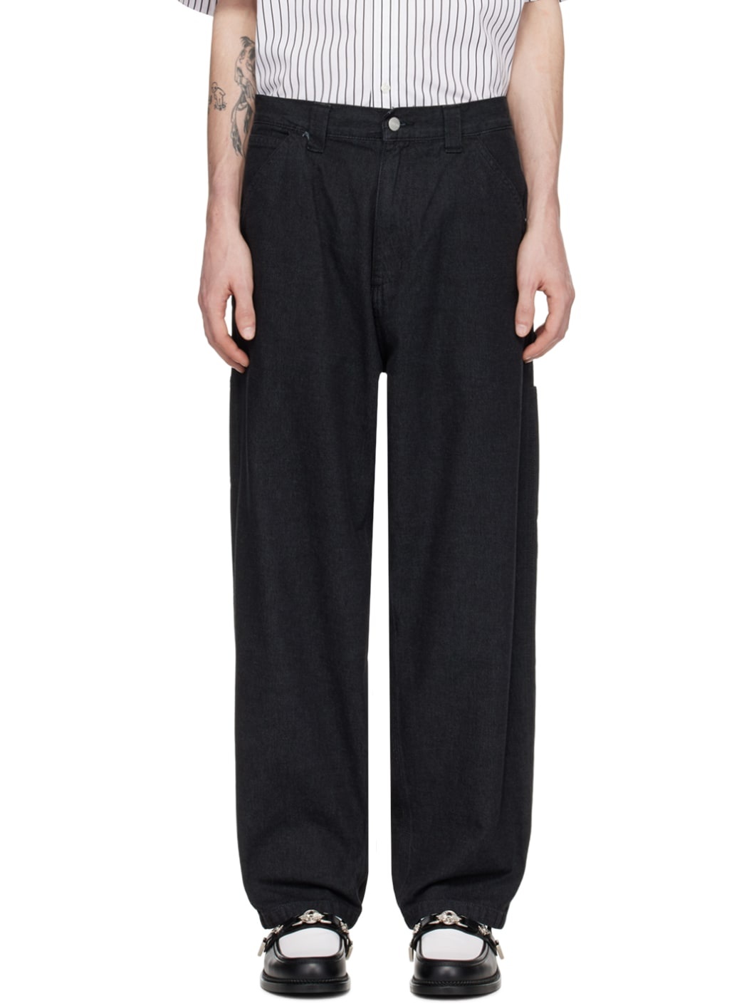 Black OG Single Knee Denim Trousers - 1