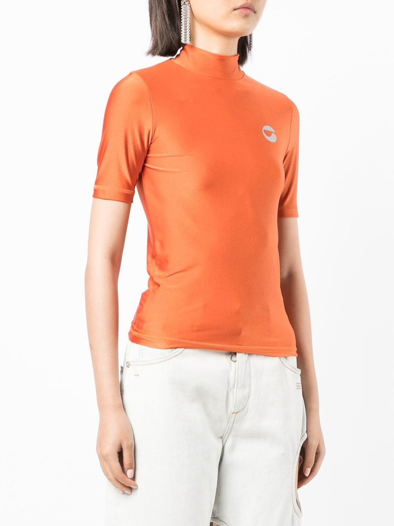 logo-print mock-neck T-shirt 3