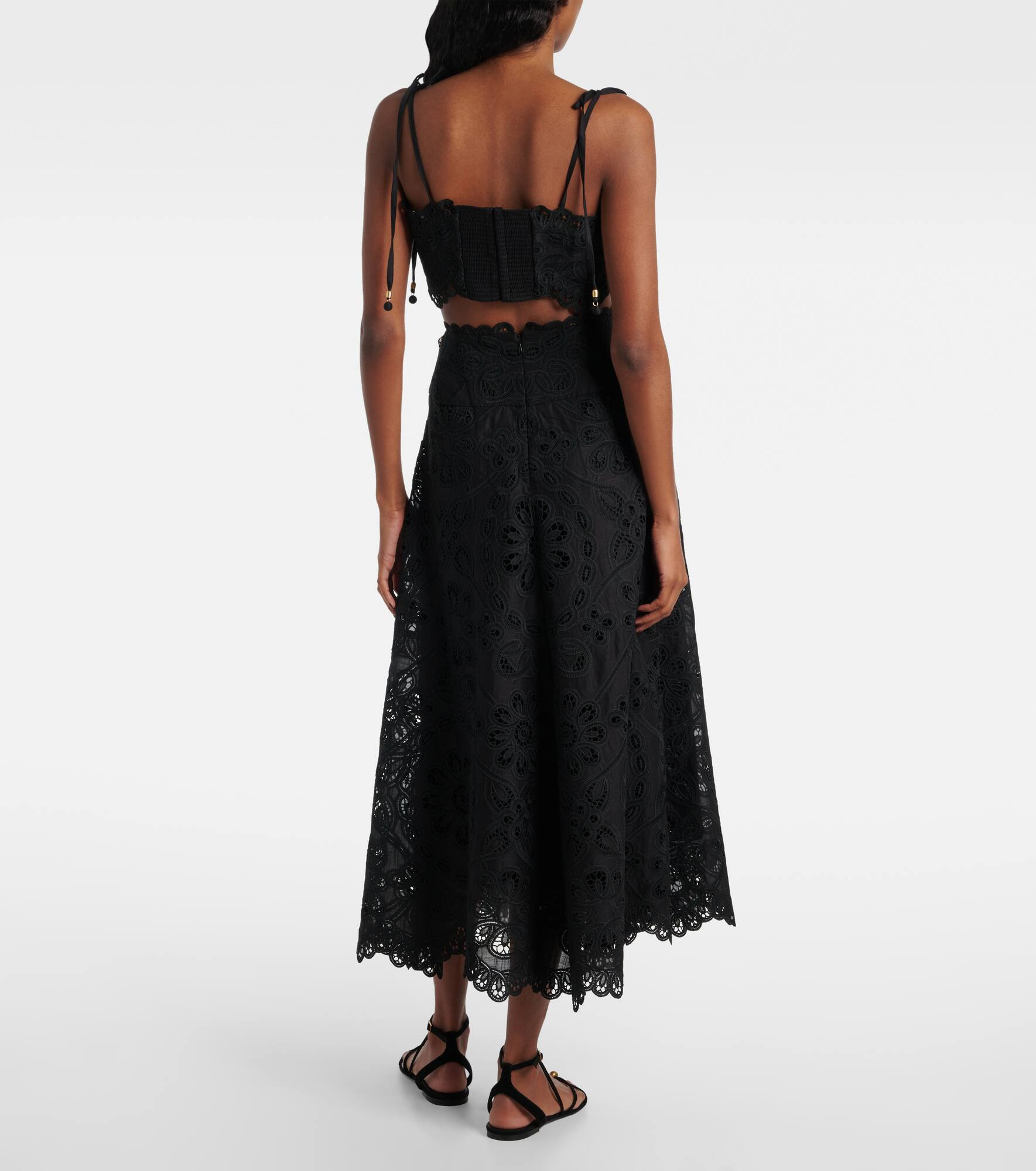 Rhiannon embroidered cotton midi skirt - 3