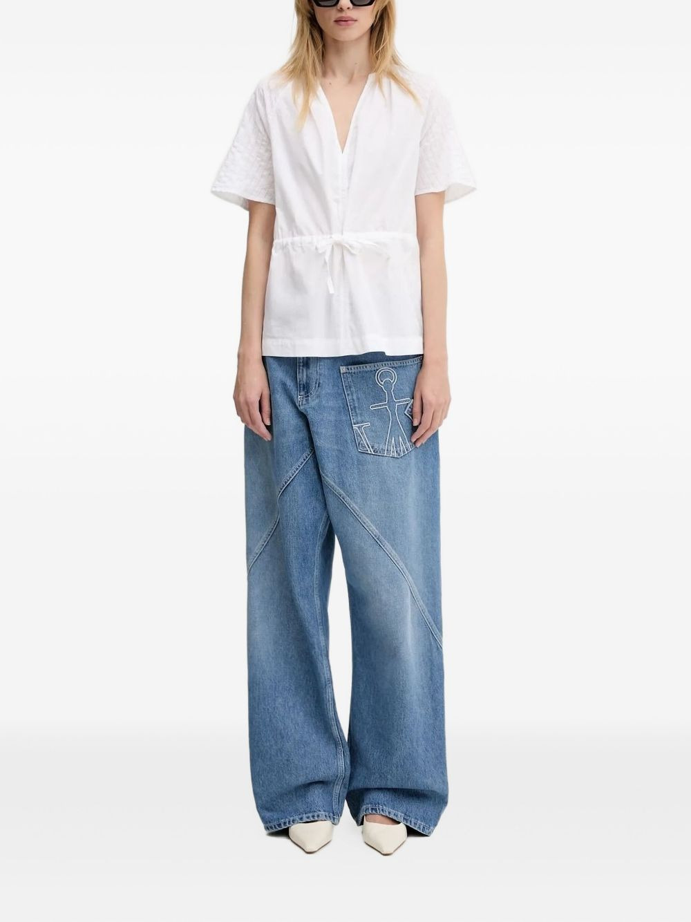 Satoma embroidered drawstring blouse - 2