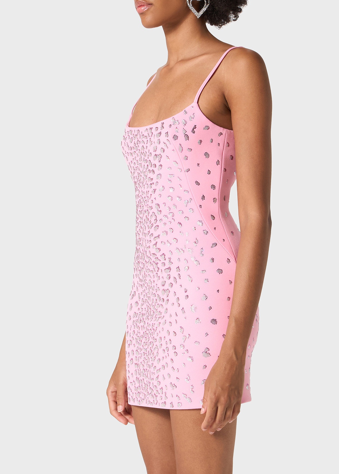 MINI DRESS IN SABLÉ WITH RHINESTONE DECORATIONS - 5