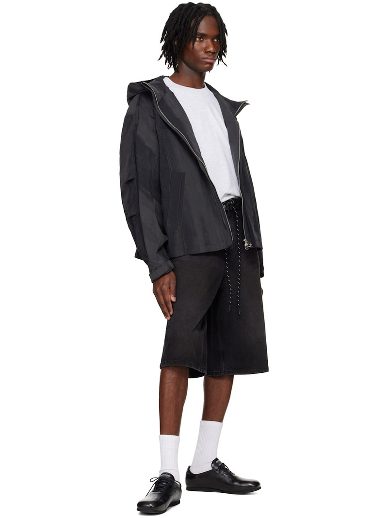 SOLID HOMME Black Drawstring Denim Shorts outlook