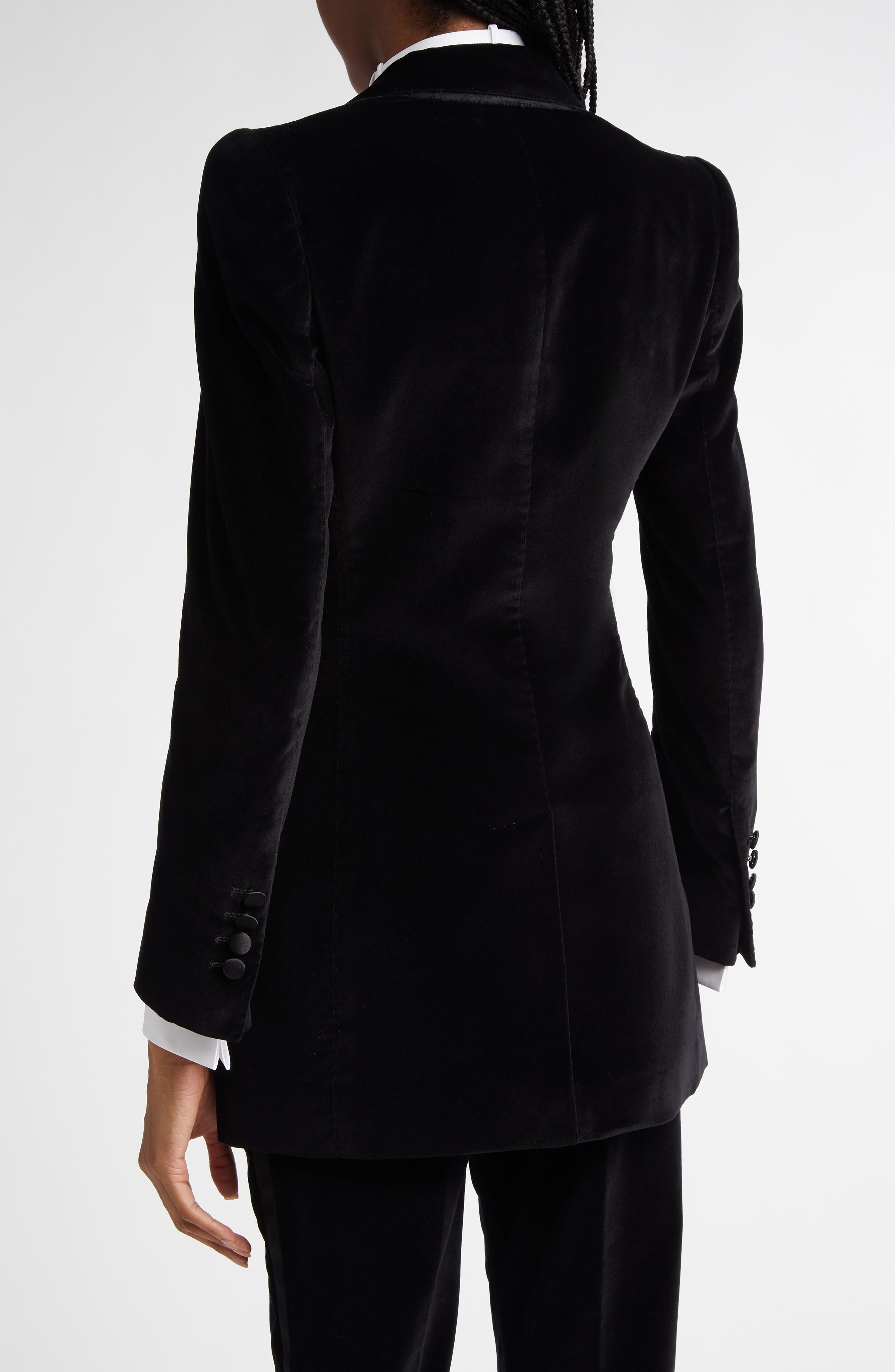 Dolce&Gabbana Turlington Velveteen & Satin Blazer in N0000 Nero at Nordstrom - 3