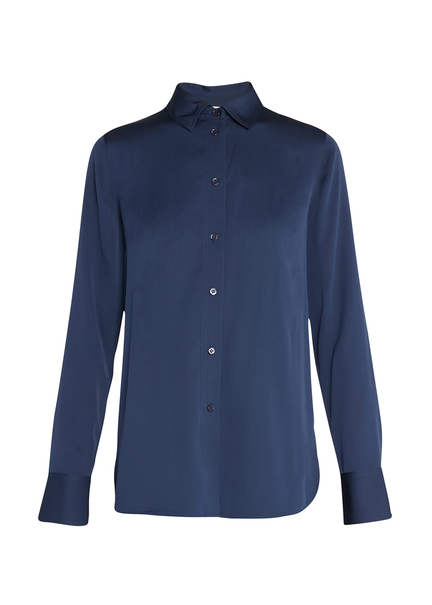 Slim-Fit Long-Sleeve Stretch-Silk Blouse - 5