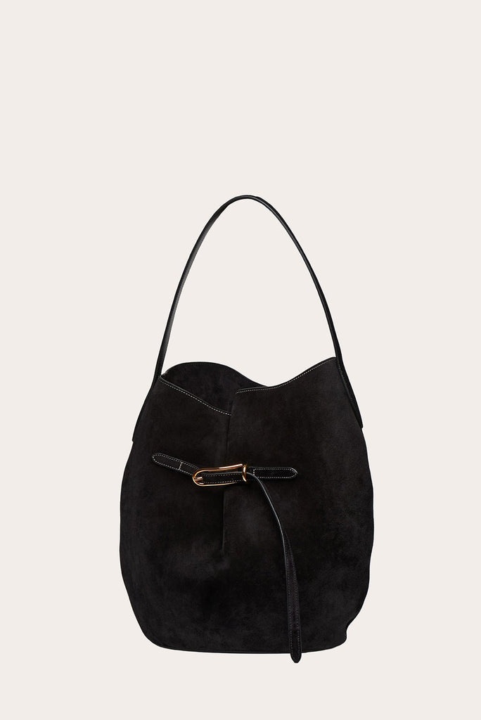 BELTED BUCKET BAG LARGE BLACK SUEDE - 4