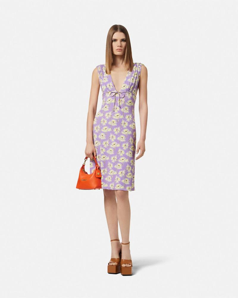 VERSACE Poppies V-Neck Midi Dress outlook