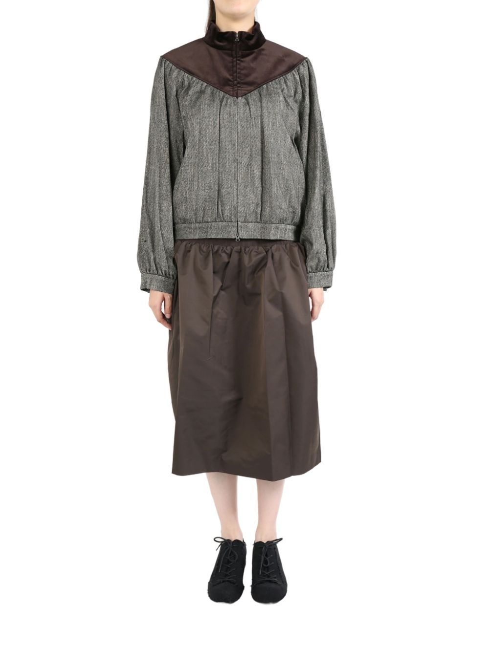 【AMOMENTO】24fw WOOL TWEED YOKE JUMPER AMOMENTO AMOMENTO - Women Wool Tweed Yoke Jumper