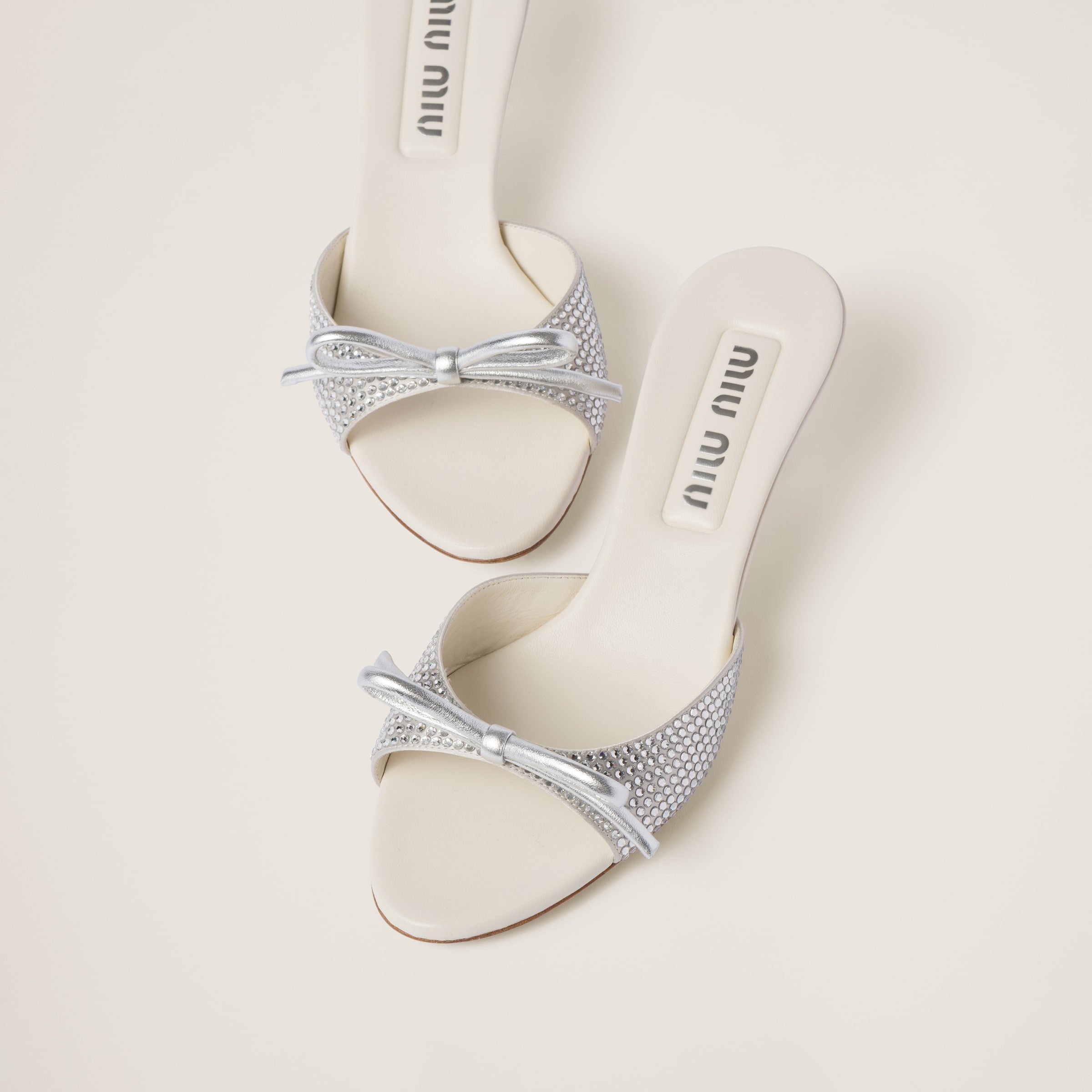 サンダル・ミュール MiuMiu | Satin sandals with artificial crystals 5XX630 Miu Miu Satin sandals with artificial crystals | miumiu