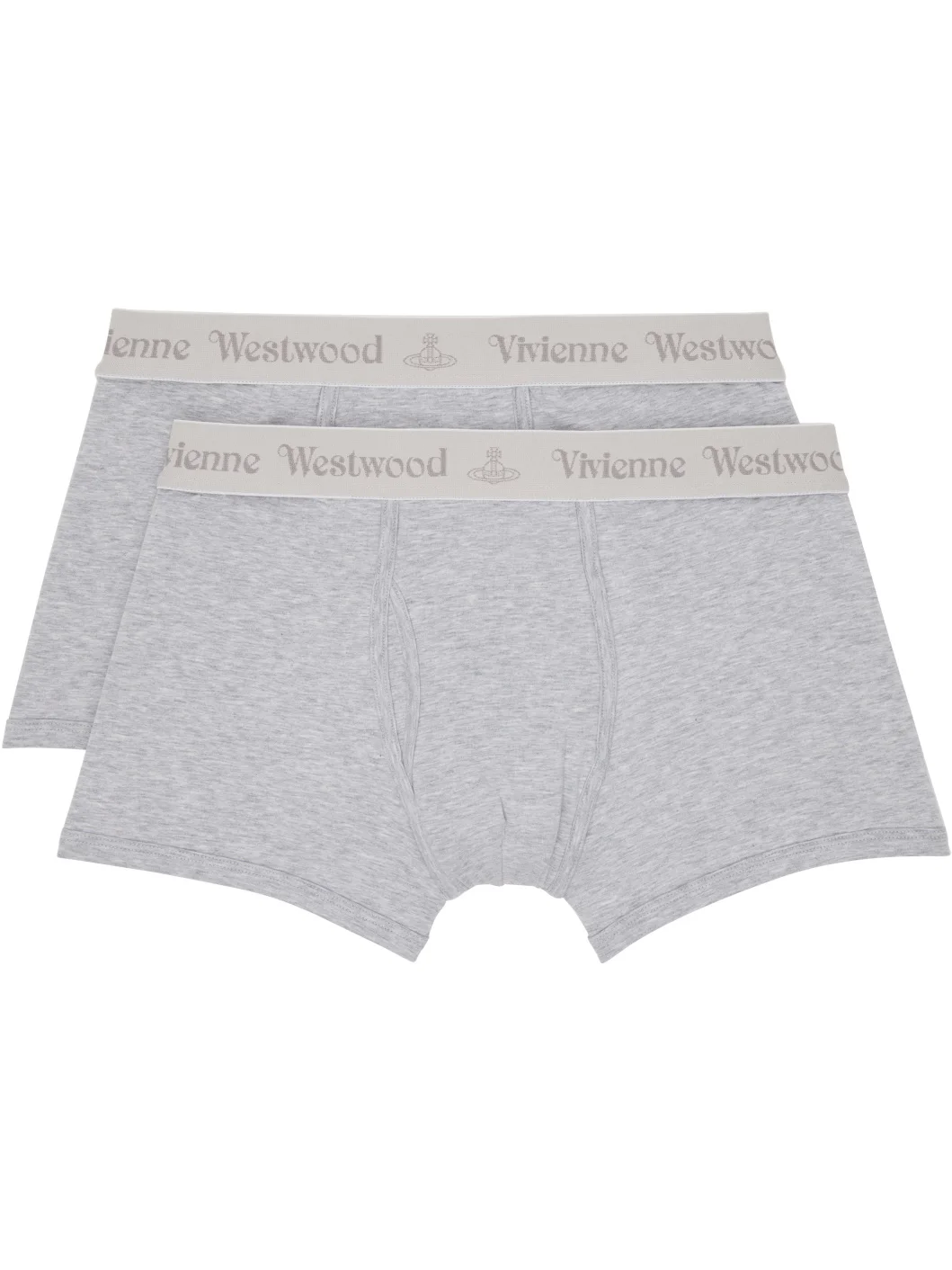 Two-Pack Gray Cotton Boxer Briefs - 1