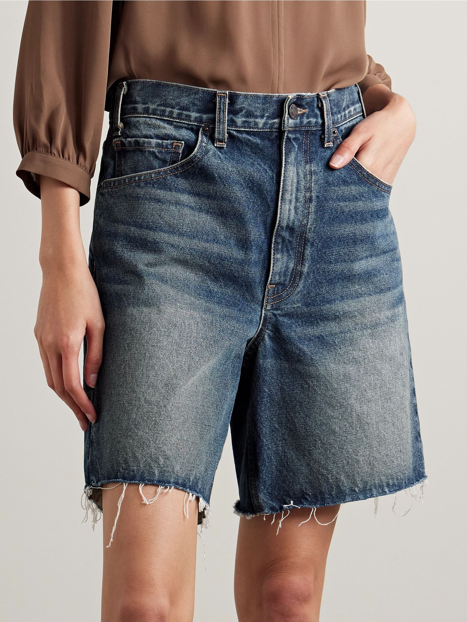 Russel frayed denim shorts Dark denim - 3