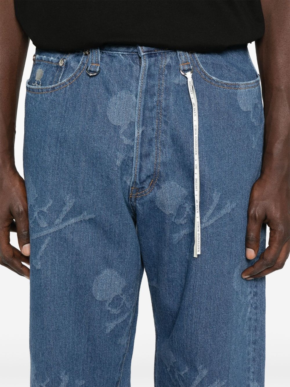 monogram-pattern straight-leg jeans - 5