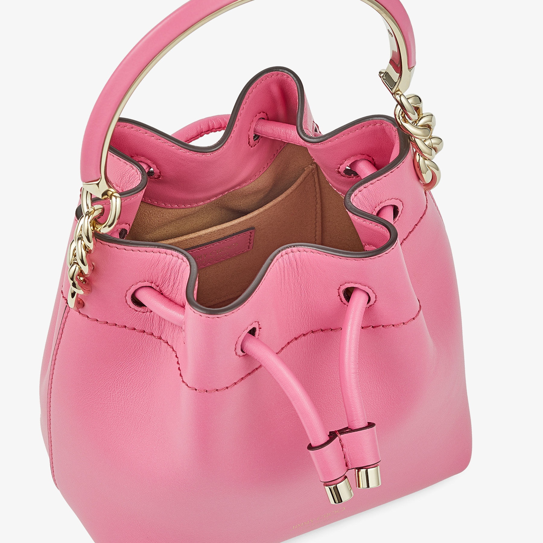 Bon Bon Bucket S
Candy Pink Leather Bucket Bag with Light Gold Hardware - 3