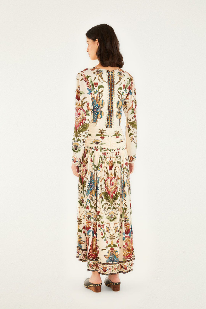 Cream Majestic Hearts Long Sleeve Midi Dress 4