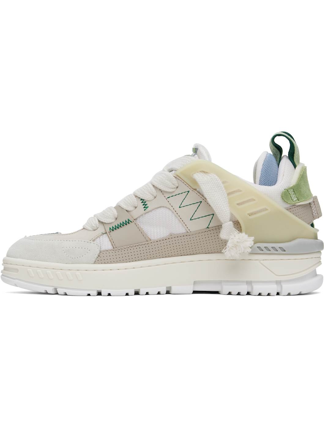 Beige & Green Area Patchwork Sneakers - 3