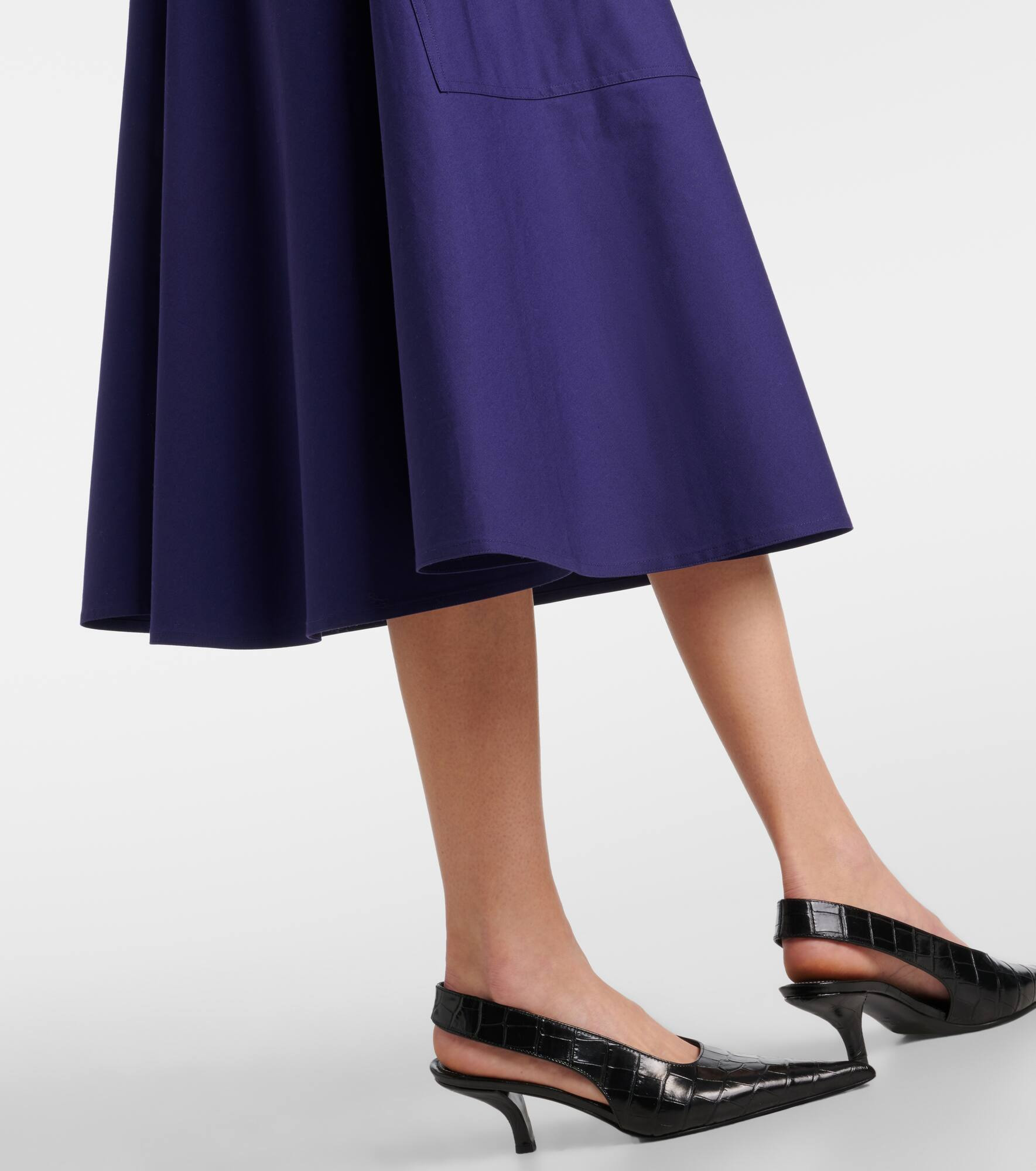 High-rise cotton midi skirt - 5