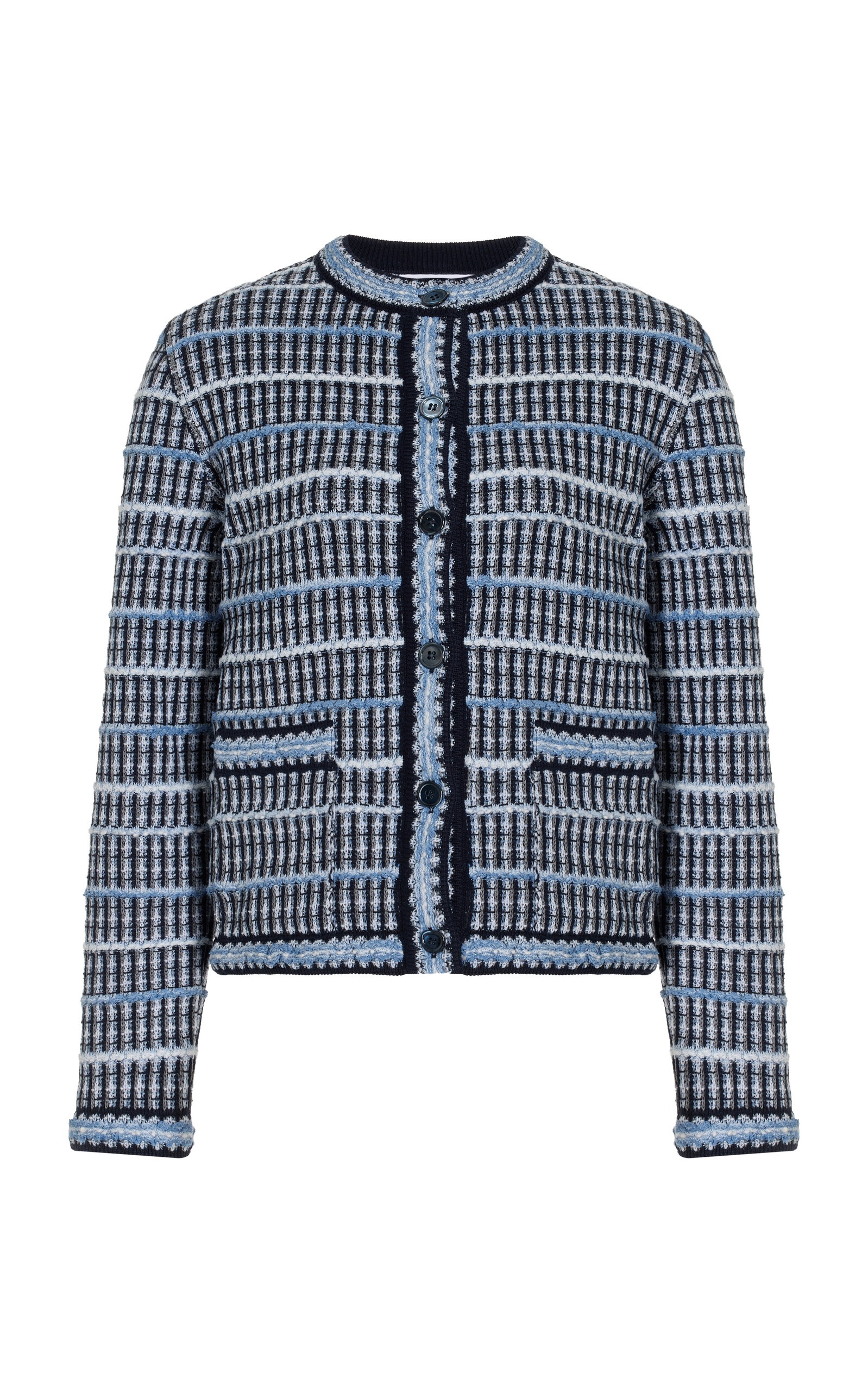 Knit-Tweed Jacquard Cardigan navy - 1