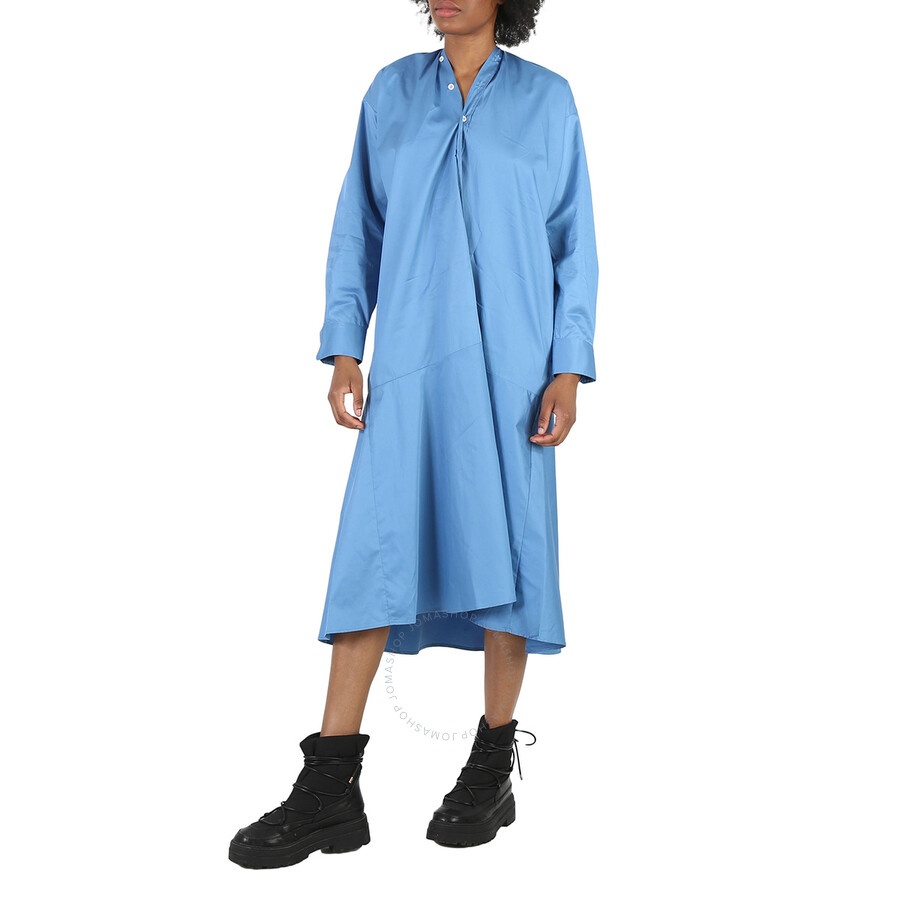 MM6 Maison Margiela Ladies Prussian Blue Asymmetric Cotton Shirt Dress - 6